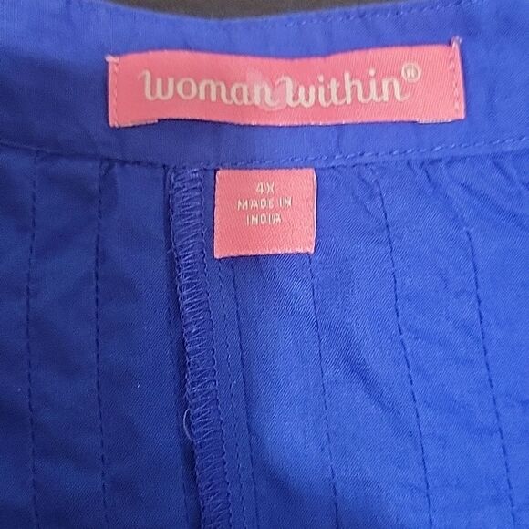 Woman Within Women's blue perfect pintucket tunic size 4x roll tab sleeve plus - Picture 5 of 10